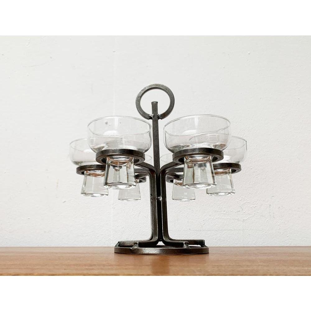 Juego de 7 candelabros de mesa daneses en metal y cristal, años 60 siglo XX en venta