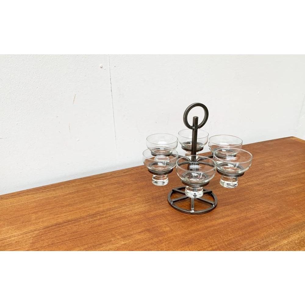 Juego de 7 candelabros de mesa daneses en metal y cristal, años 60 en venta 2