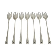 Set of 7 Dansk Denmark Sterling Silver Tjorn Salad Forks #20615