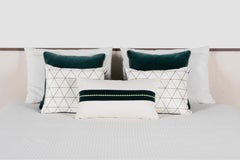 Set of 7 Decorative Pillows Emerald Green and Pearl Swarovski by Lusitanus