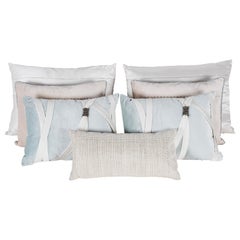 Ensemble de 7 coussins décoratifs perles crème clair bleu Swarovski par Lusitanus