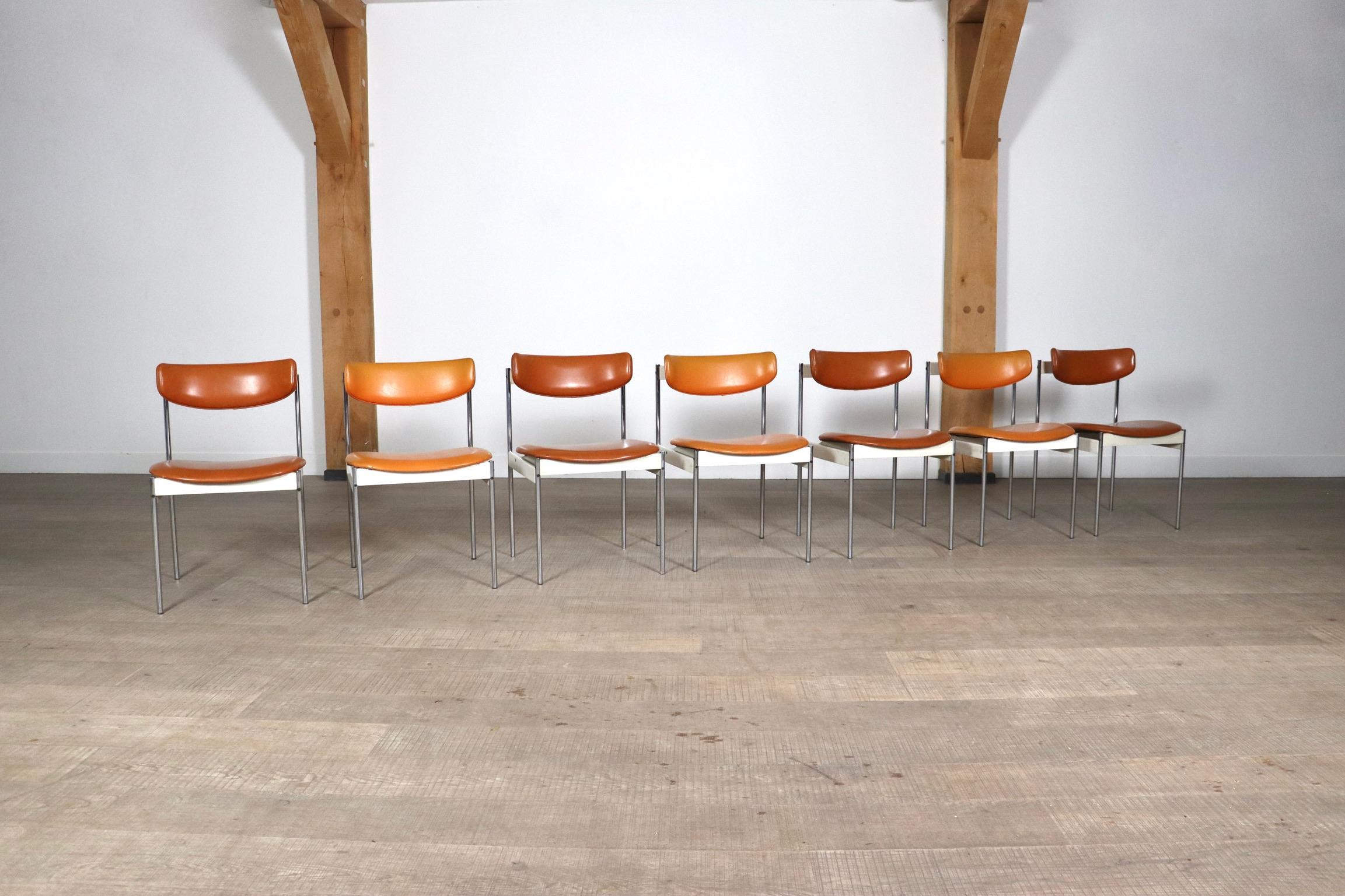 Set of 7 dining chairs by C. Denekamp for Thereca, Netherlands 1960s 8