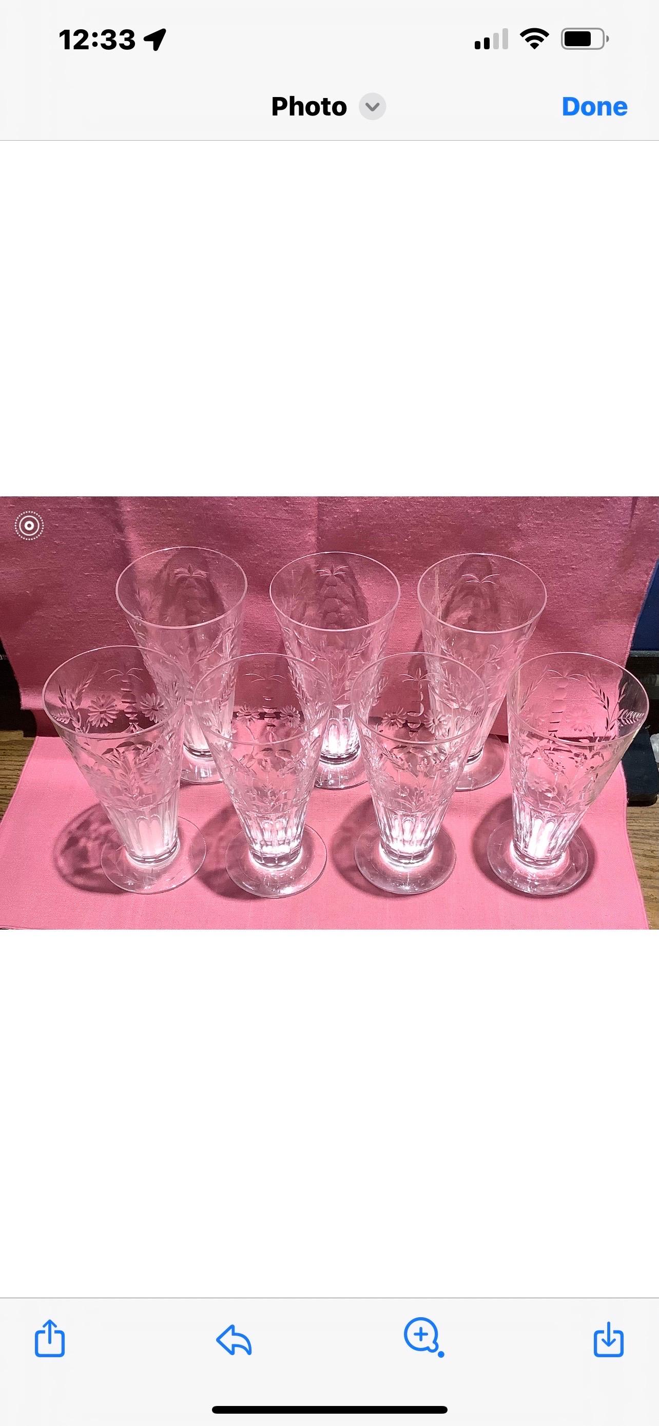 Set di 7 bicchieri da acqua in cristallo inciso
In offerta c'è un delizioso set di 7 splendidi bicchieri incisi nello stile di Hawkes.
Se te ne servono 6, ne hai una in più in caso di incidente...
