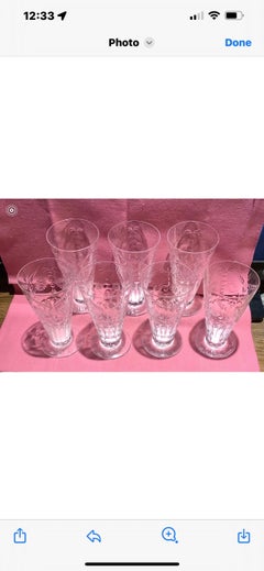 Set Of 7 Etched Crystal Water Glasses