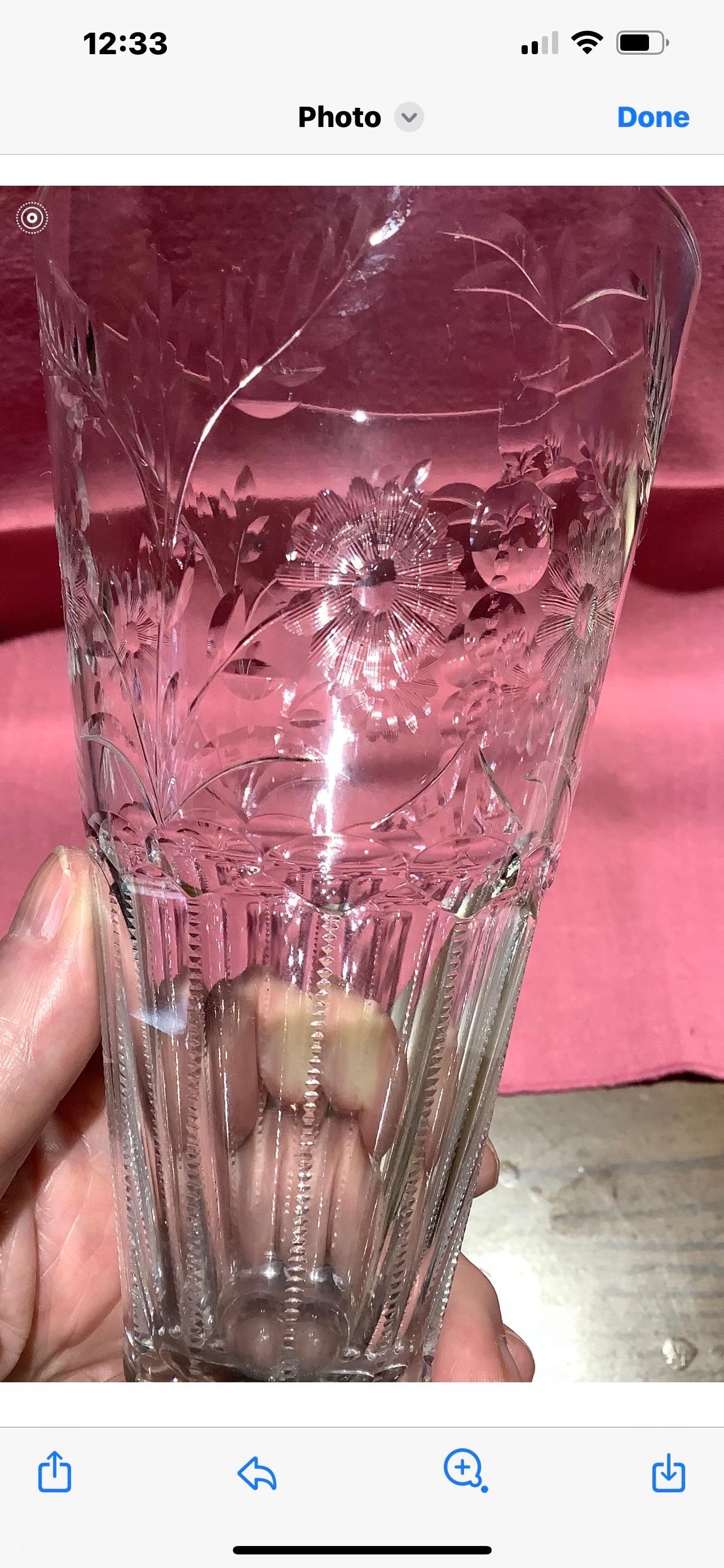 Set di 7 bicchieri da acqua in cristallo inciso In condizioni buone in vendita a Houston, TX