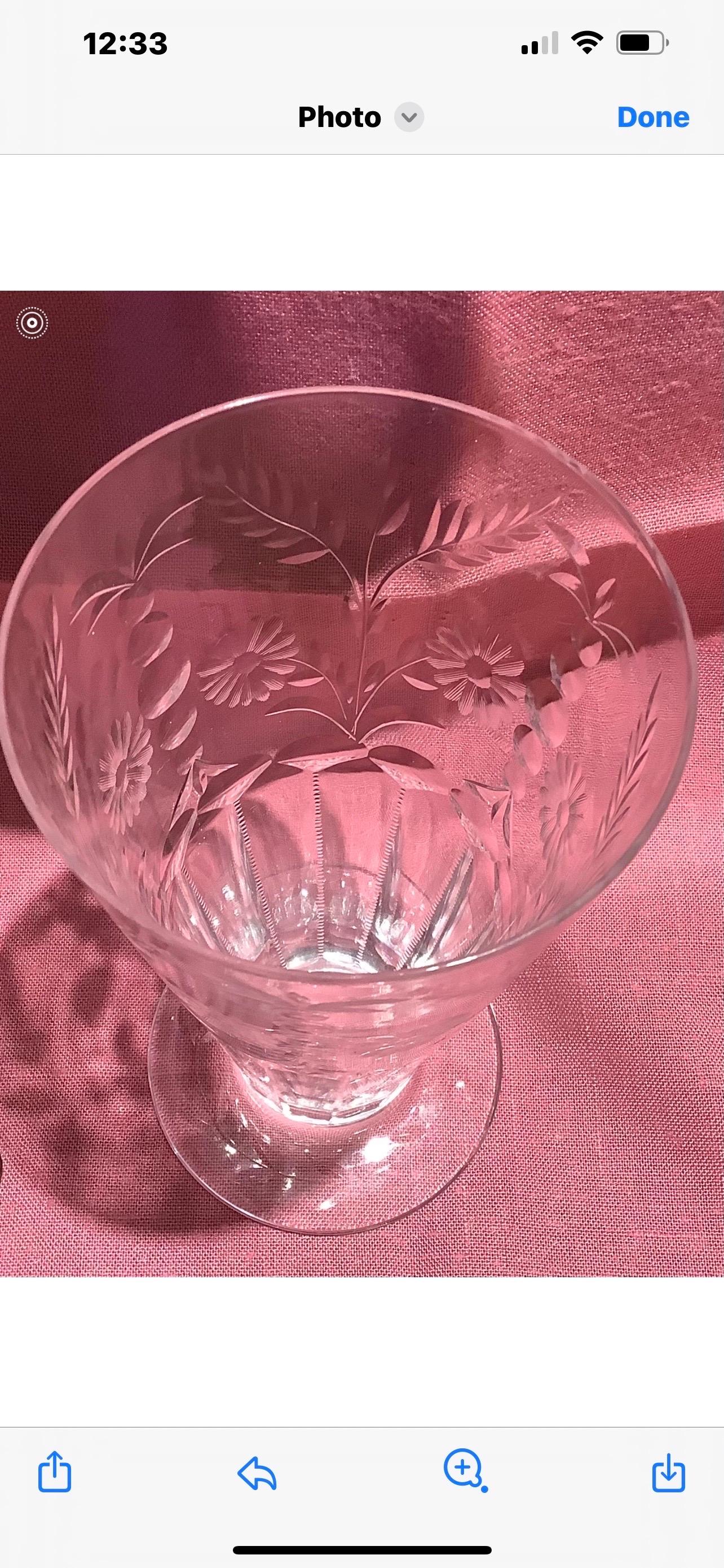 XX secolo Set di 7 bicchieri da acqua in cristallo inciso in vendita