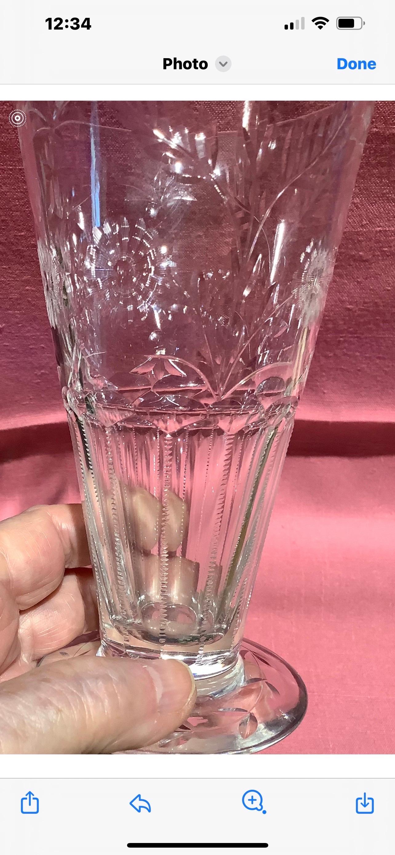 Set di 7 bicchieri da acqua in cristallo inciso in vendita 1