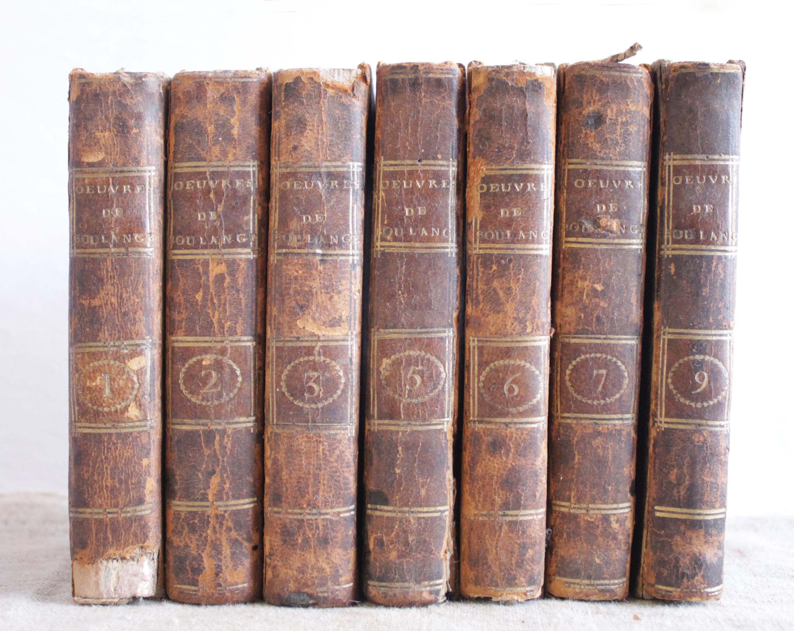 Set of 7 European Leather Bound Books Oeuvre de Oulange For Sale 3