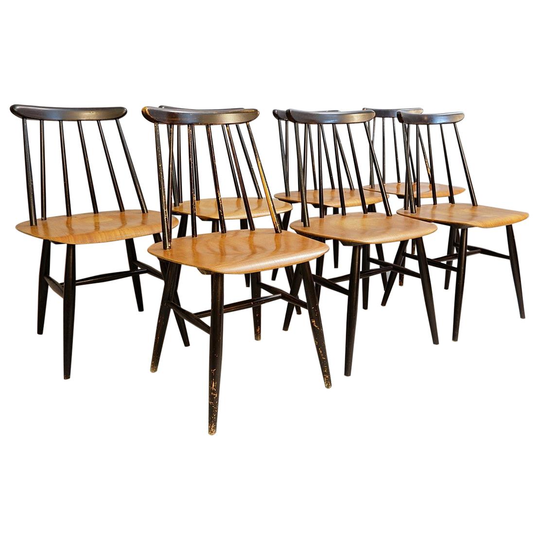 Set of 7 'Fanett' Dining Chairs by Ilmari Tapiovaara for Edsby Verken For Sale