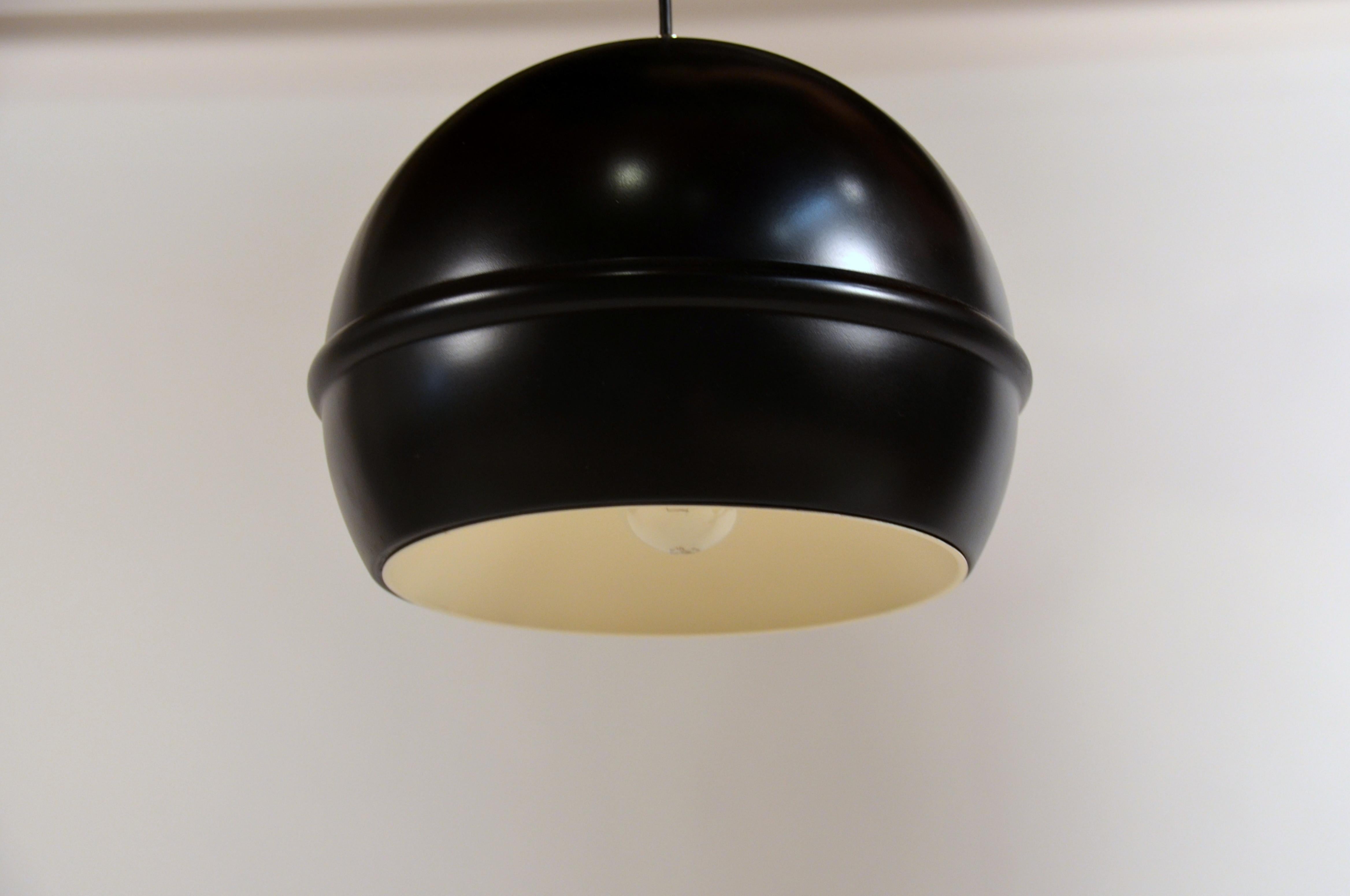 Mid-20th Century Set of 4 French 1960s Black Globe Pendants For Sale