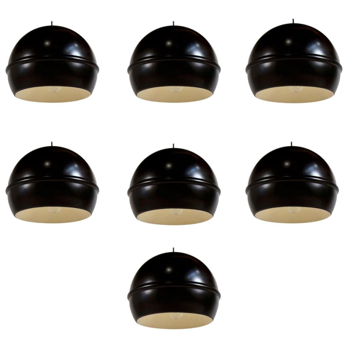 Set of Black Coated Metal Pendants For Sale at 1stDibs