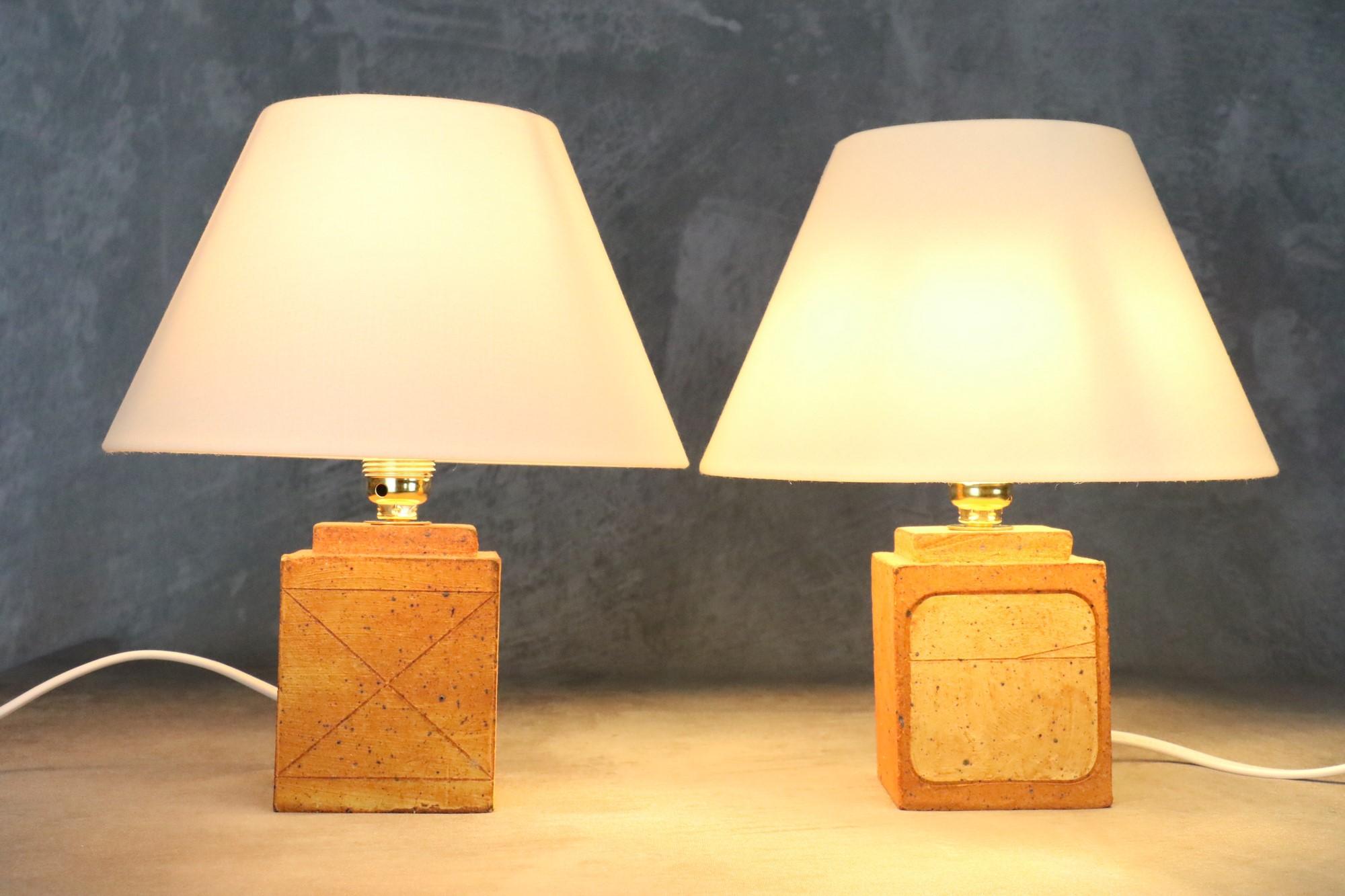 Set of 7 French Ceramic Lamps, South of France Studio Pottery For Sale 2