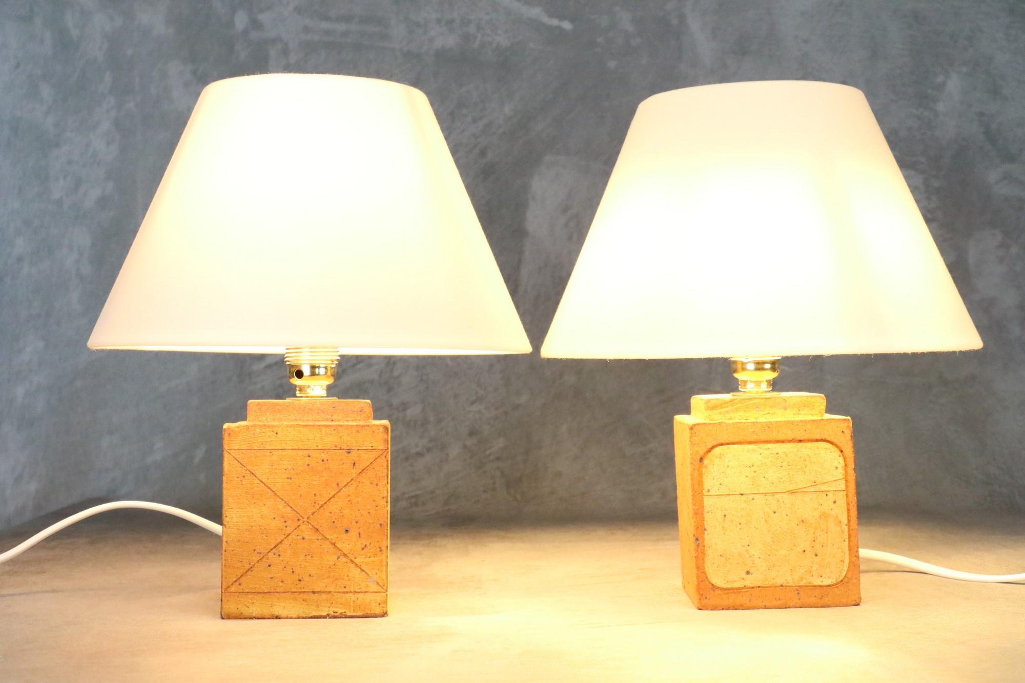 Set of 7 French Ceramic Lamps, South of France Studio Pottery For Sale 3