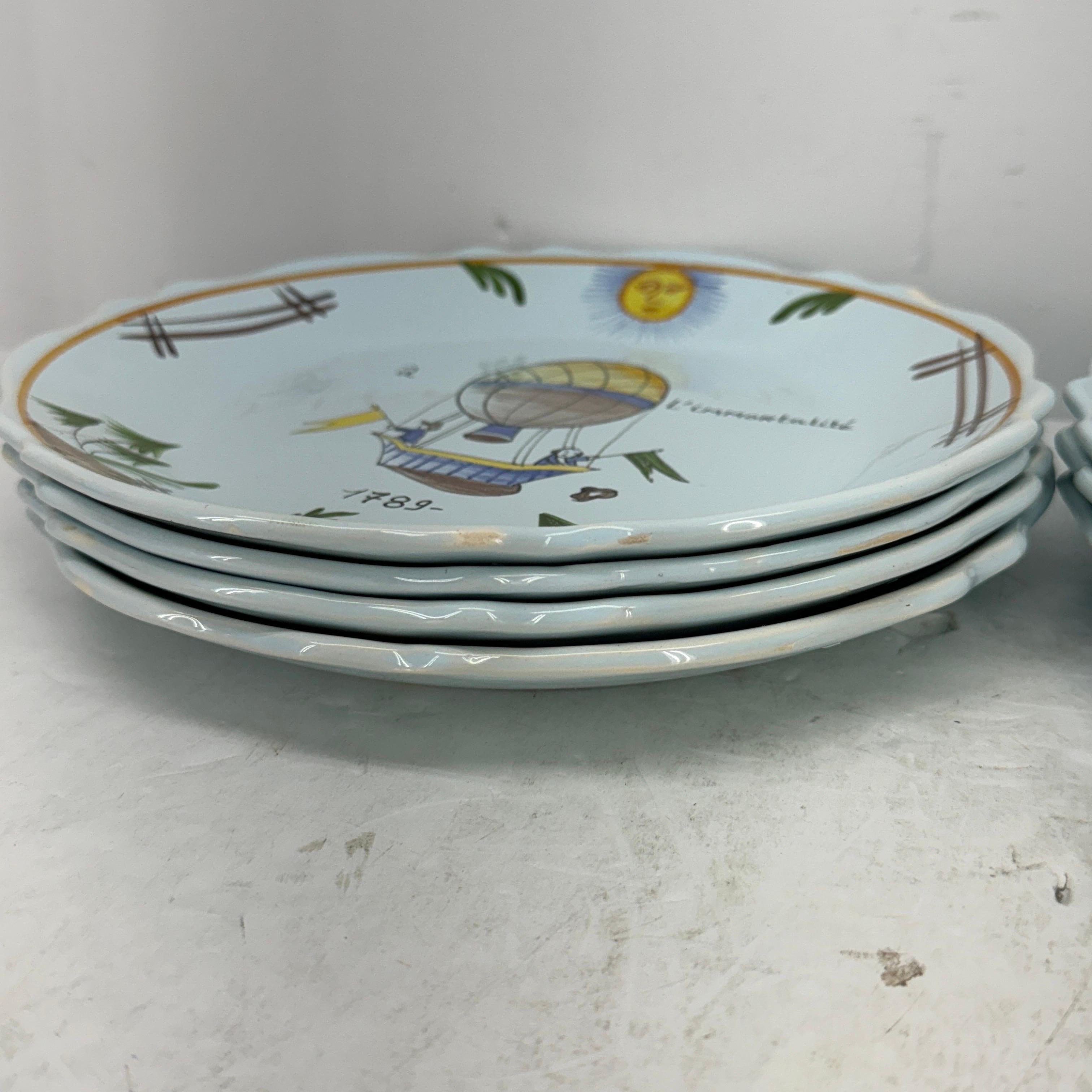 Set of 7 French Liberte Vintage Faience Revolution Plates For Sale 3