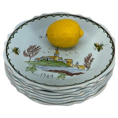 Set of 7 French Liberte Vintage Faience Revolution Plates
