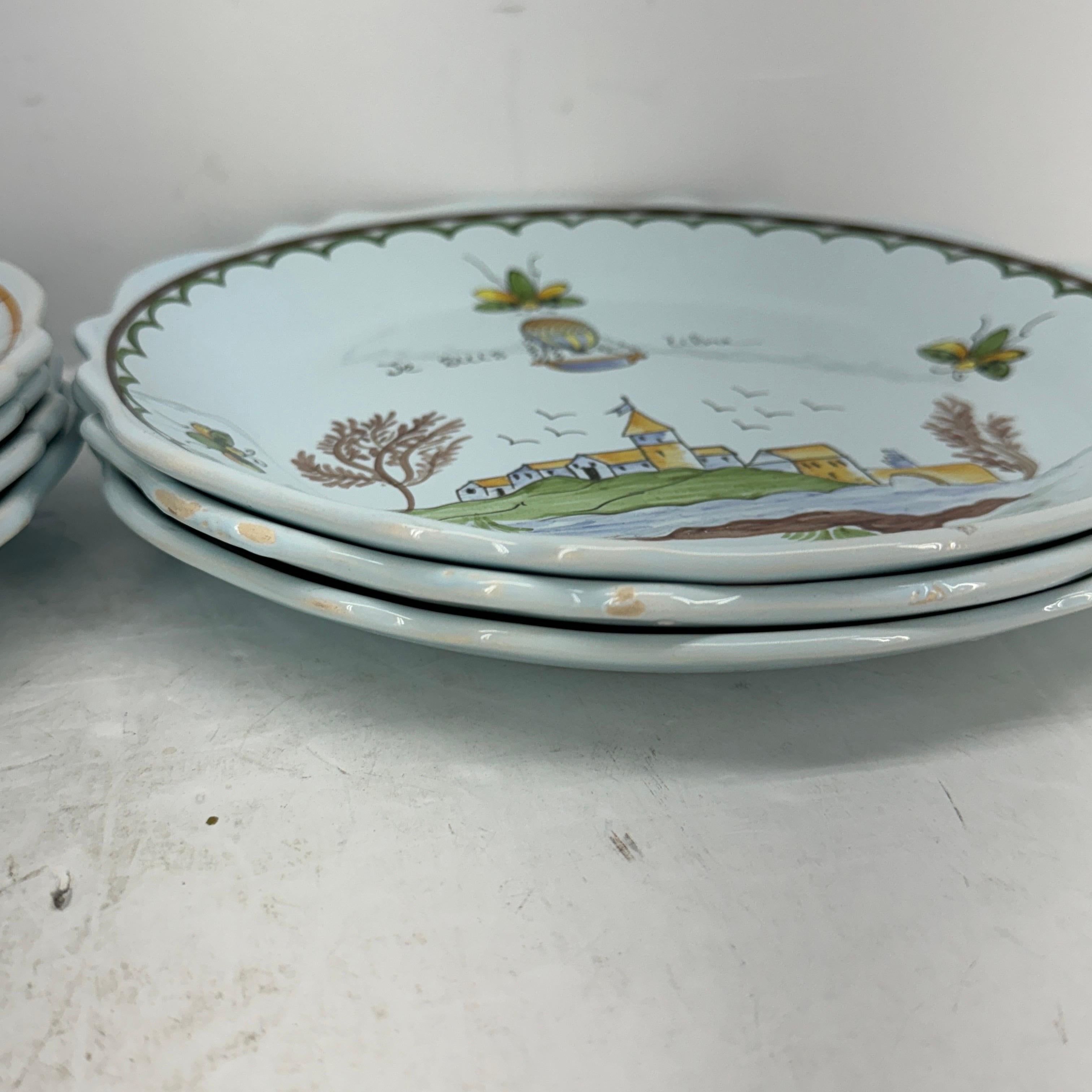 Set of 7 French Liberte Vintage Faience Revolution Plates For Sale 1