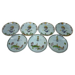 Lote de 7 Platos Revolución Franceses Liberte Vintage Faience