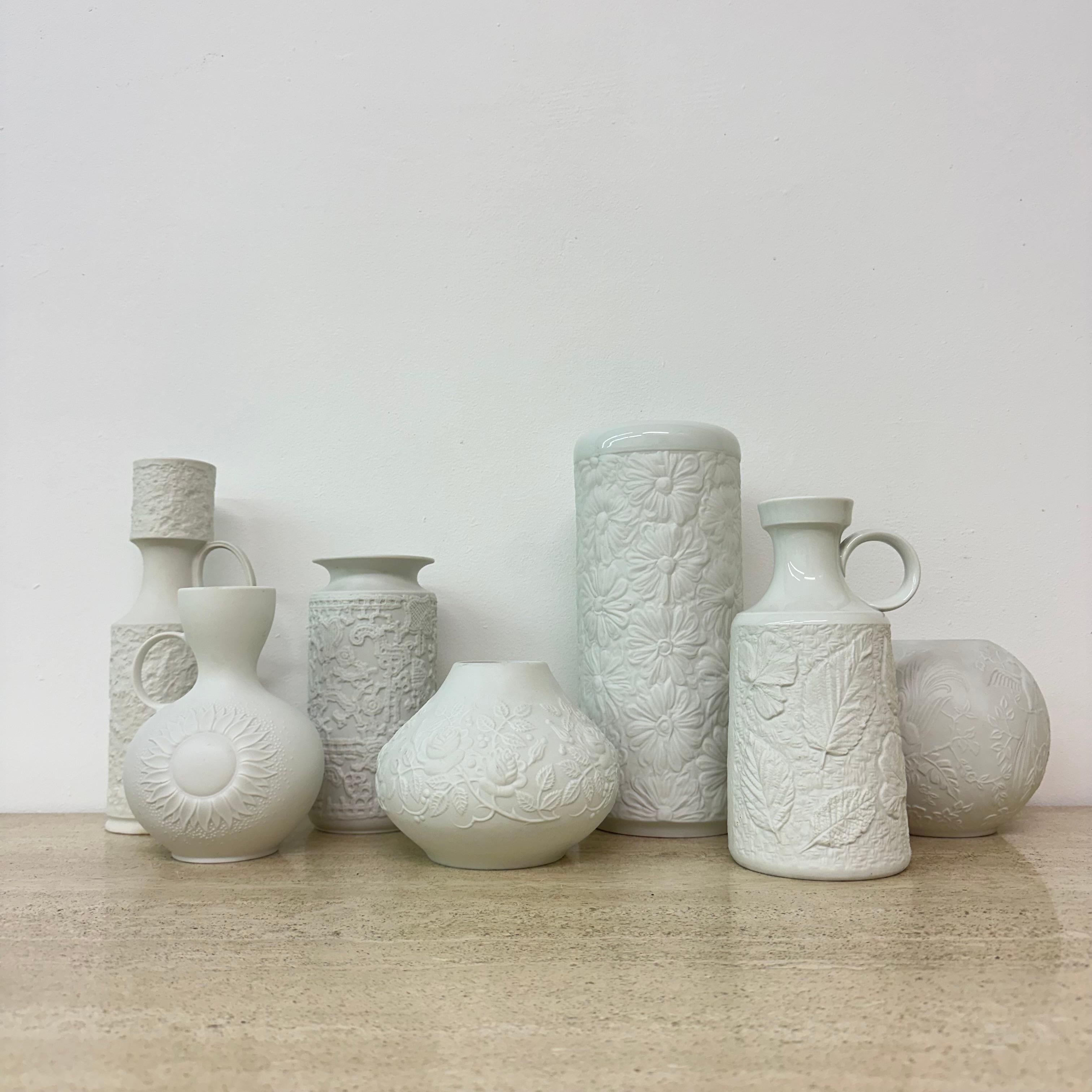 Mid-Century Modern Set of 7 German Bisque vases Kaiser Bavaria , 1960s For Sale