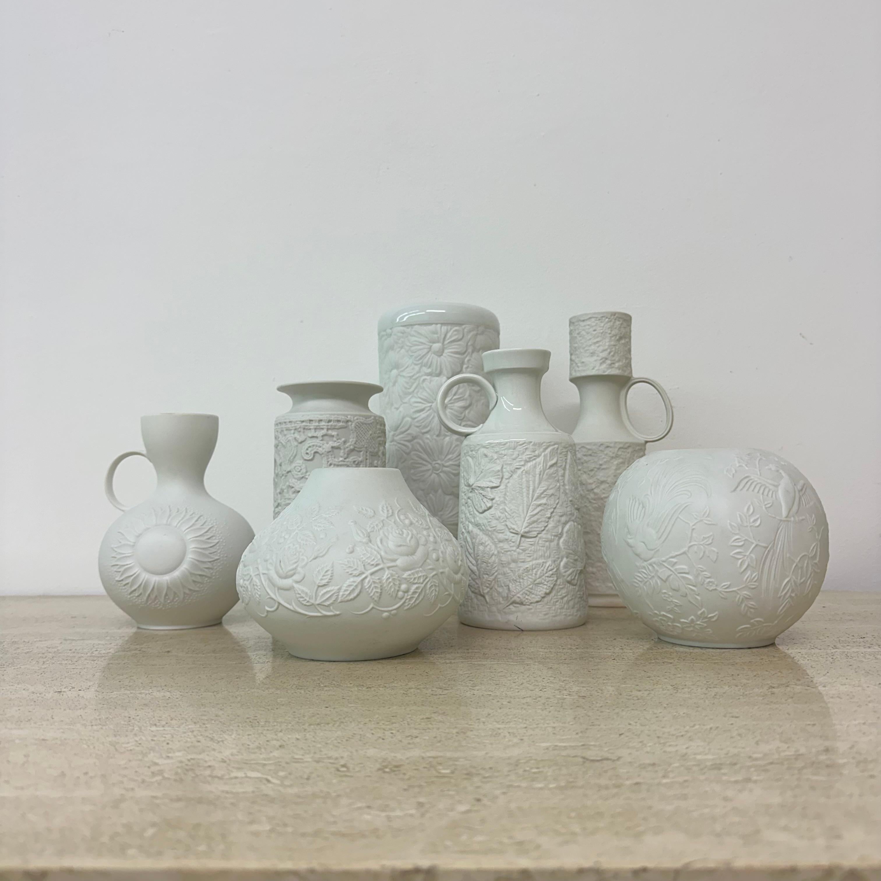 Ceramic Set of 7 German Bisque vases Kaiser Bavaria , 1960s For Sale