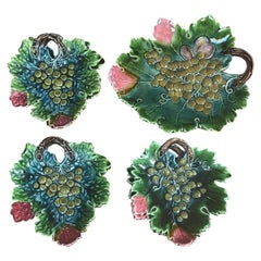 Set of 7 German Majolica Grapes Dishes & Platter Circa 1900