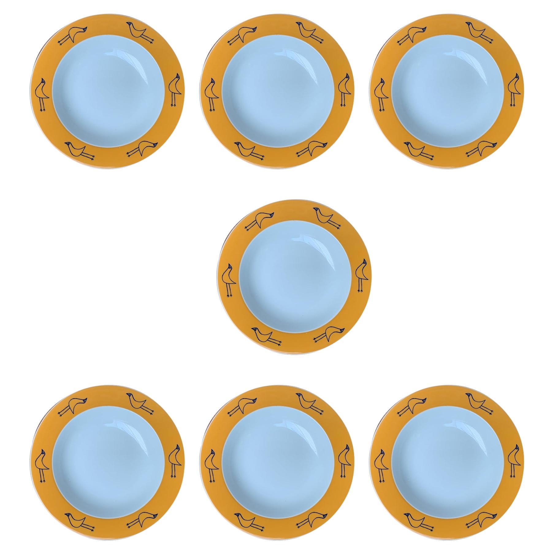 Juego de 7 platos hondos de la serie alemana postmoderna Objetos Voladores, años 90 en venta