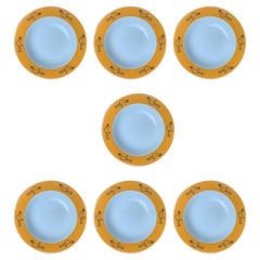 Set of 7 German Postmodern Flying Objects Series Soup Plates, 1990s