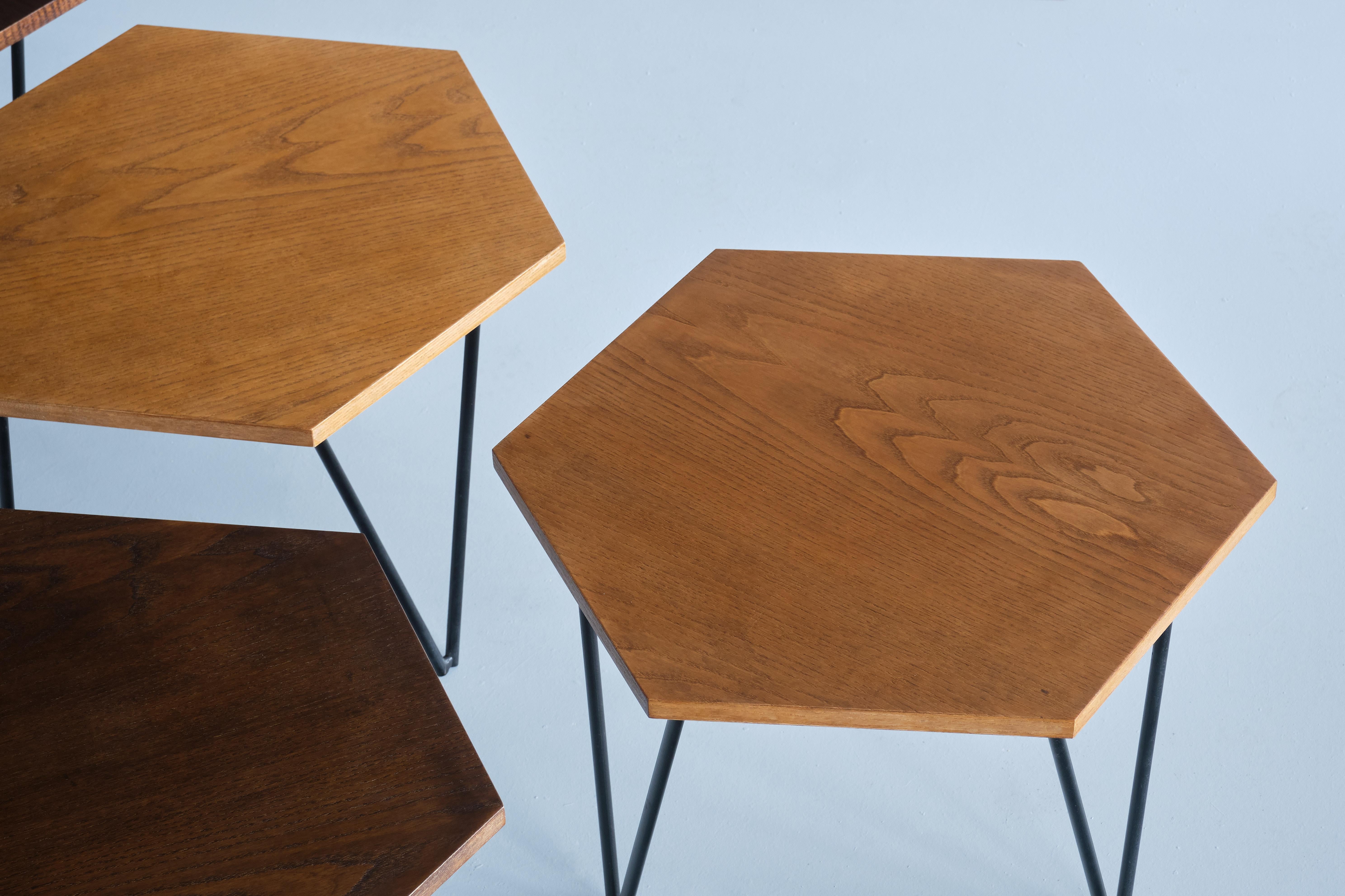 Set of 7 Gio Ponti Modular Hexagonal Coffee Tables, ISA Bergamo, Italy, 1950s For Sale 9