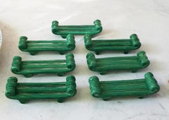 Set of 7 Green Majolica Knife Rests Vallauris, circa 1950
