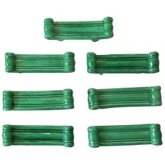 Set of 7 Green Majolica Knife Rests Vallauris, circa 1950