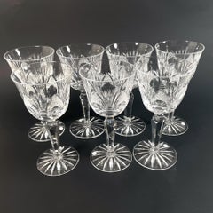 Set of 7 Hand-Cut Bohemian Crystal Glasses, 1980s