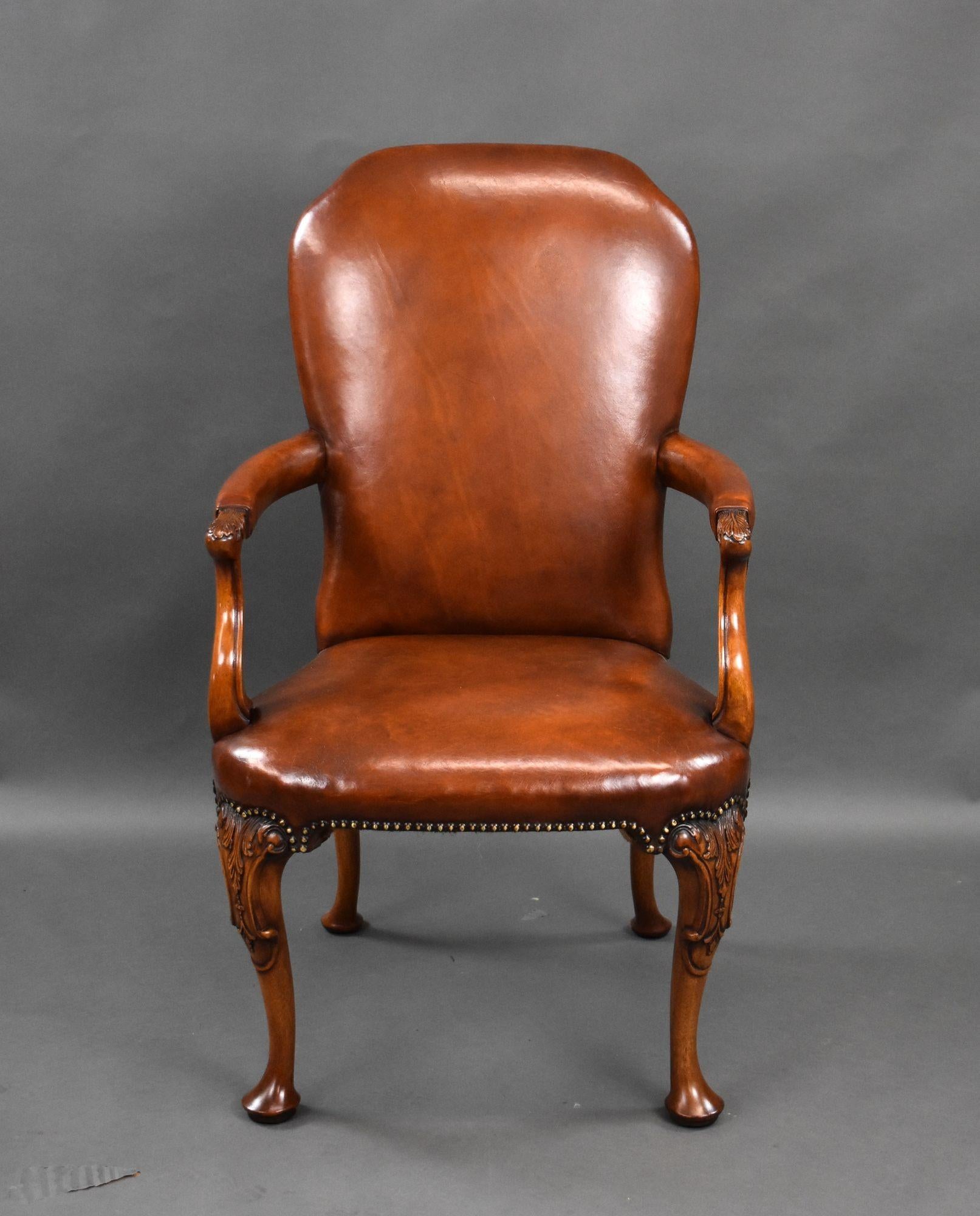 Queen Anne Set of 7 Hand Dyed Leather Armchairs For Sale