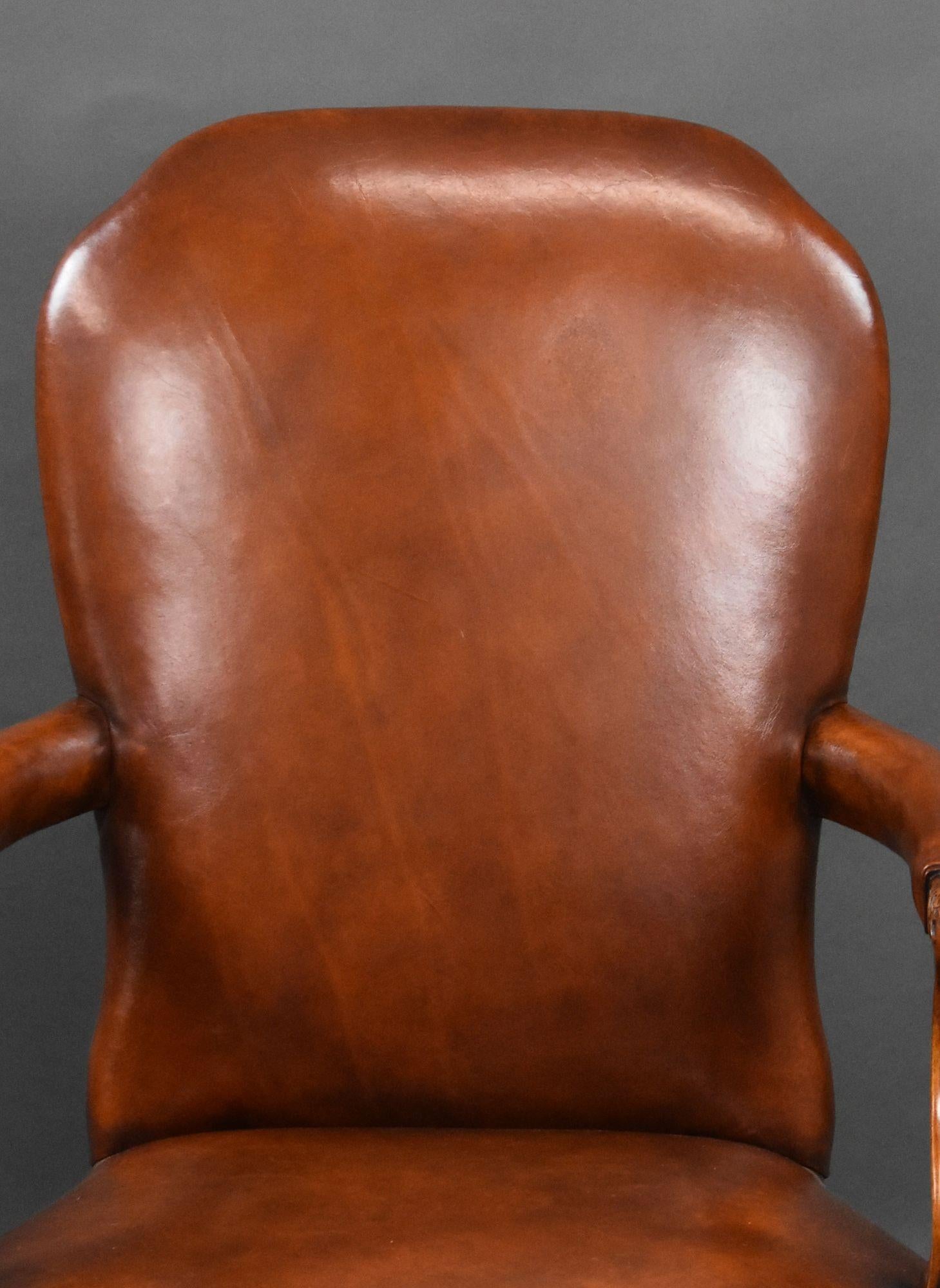 English Set of 7 Hand Dyed Leather Armchairs For Sale
