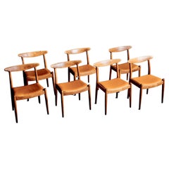 Set of 7 Hans Wegner W2 Chairs for C.M. Madsen Denmark, 1960s