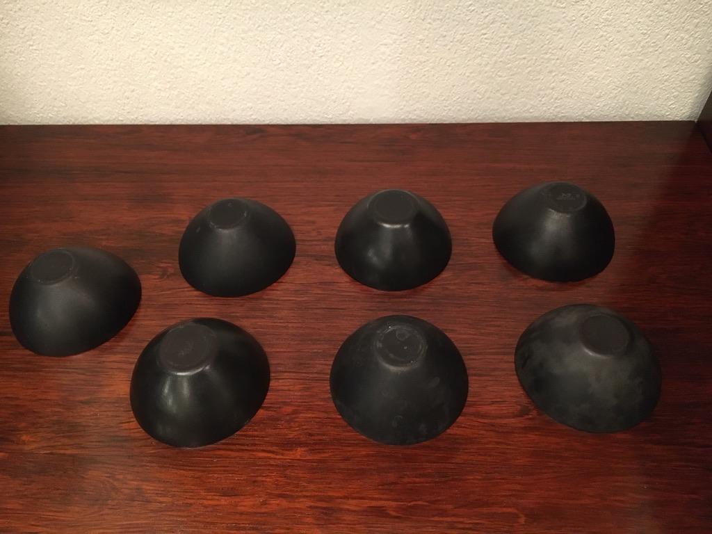 Set of 7 Herbert Krenchel Vintage Colored Enamel Bowls 