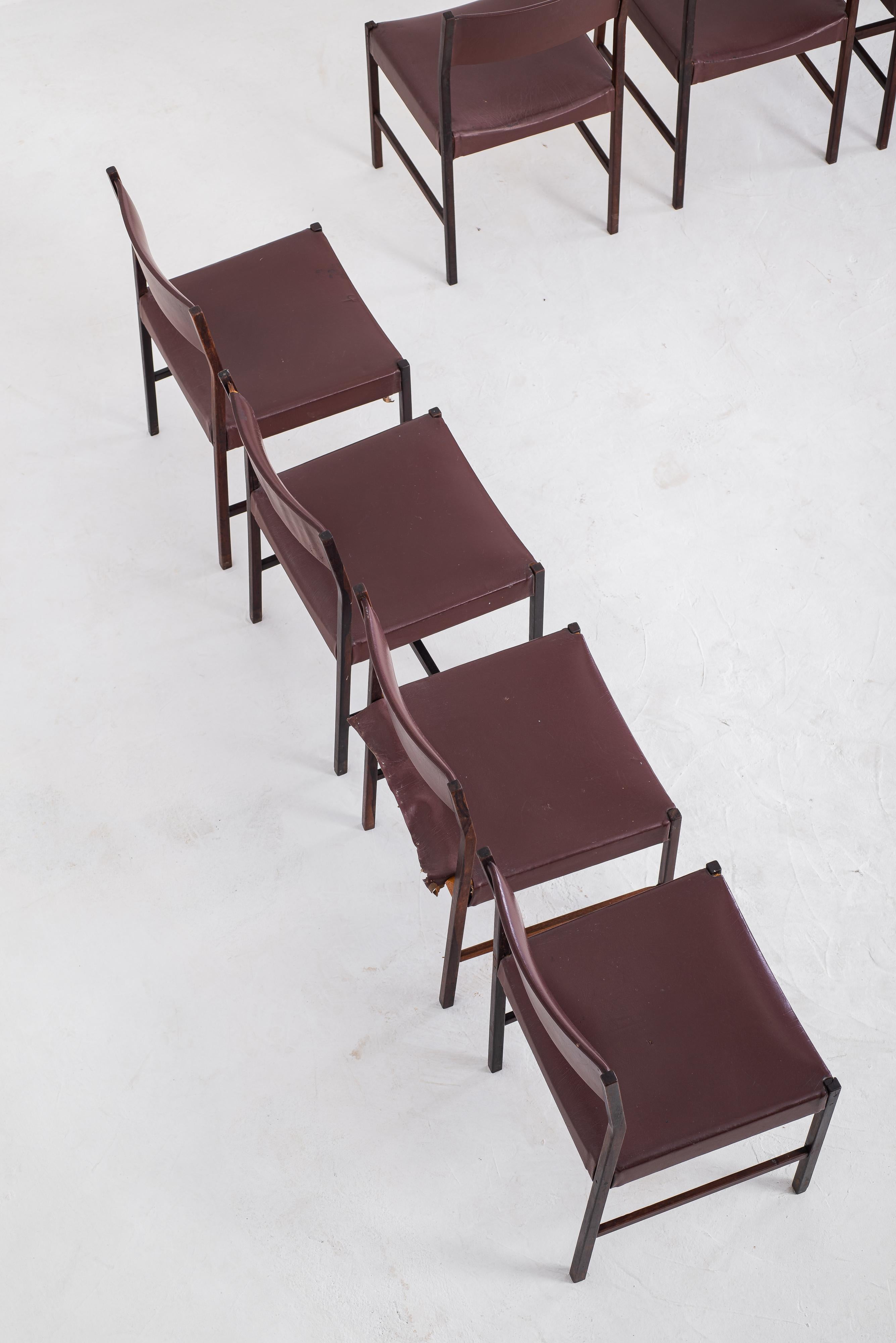 Set of 7 Itamaraty Dining Chairs in Original Condition By Jorge Zalszupin, 1959 In Good Condition For Sale In São Paulo, SP