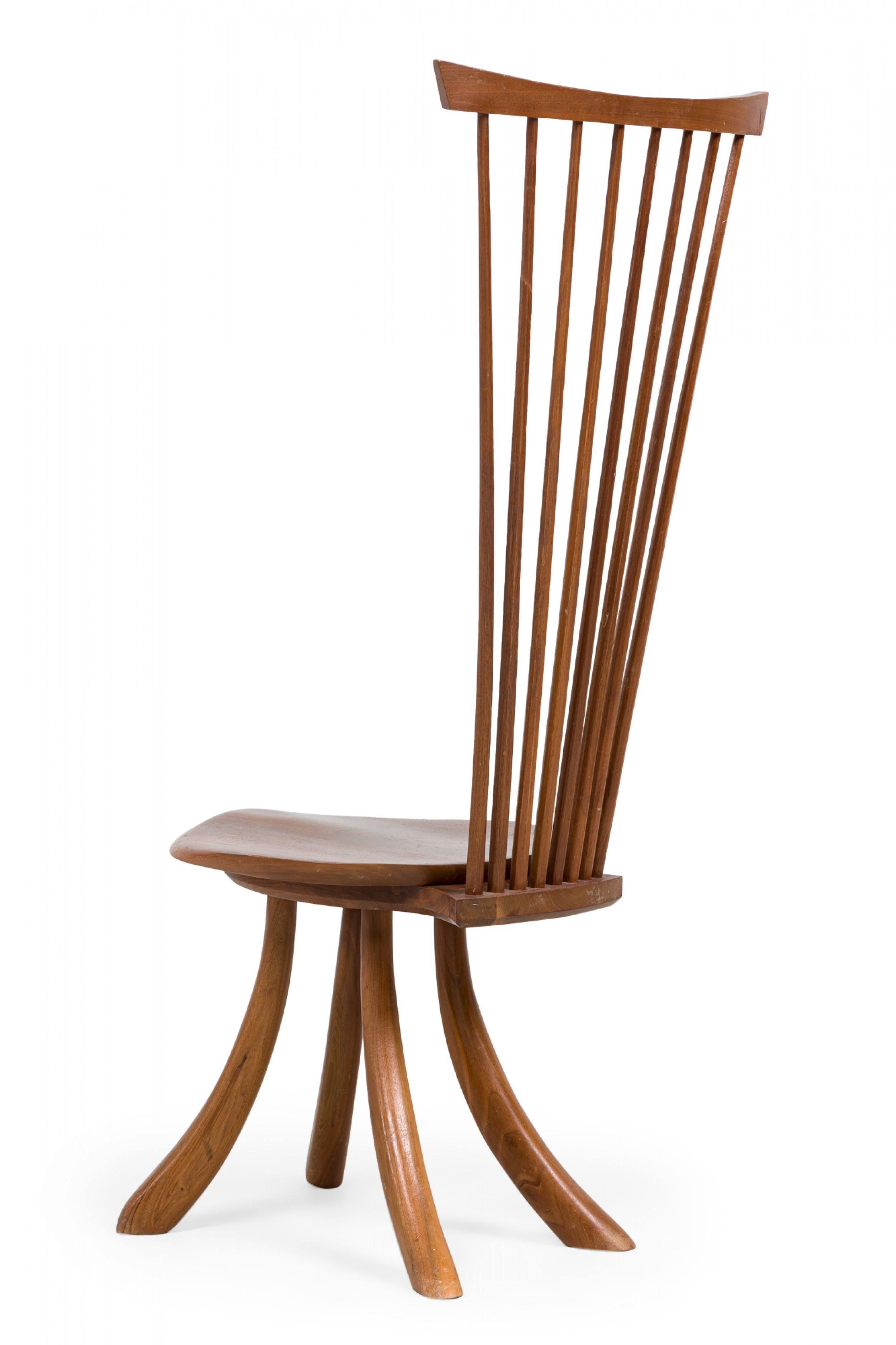 Set of 7 Jeffrey Greene American Modern Walnut High Back Dining Chairs For Sale 4