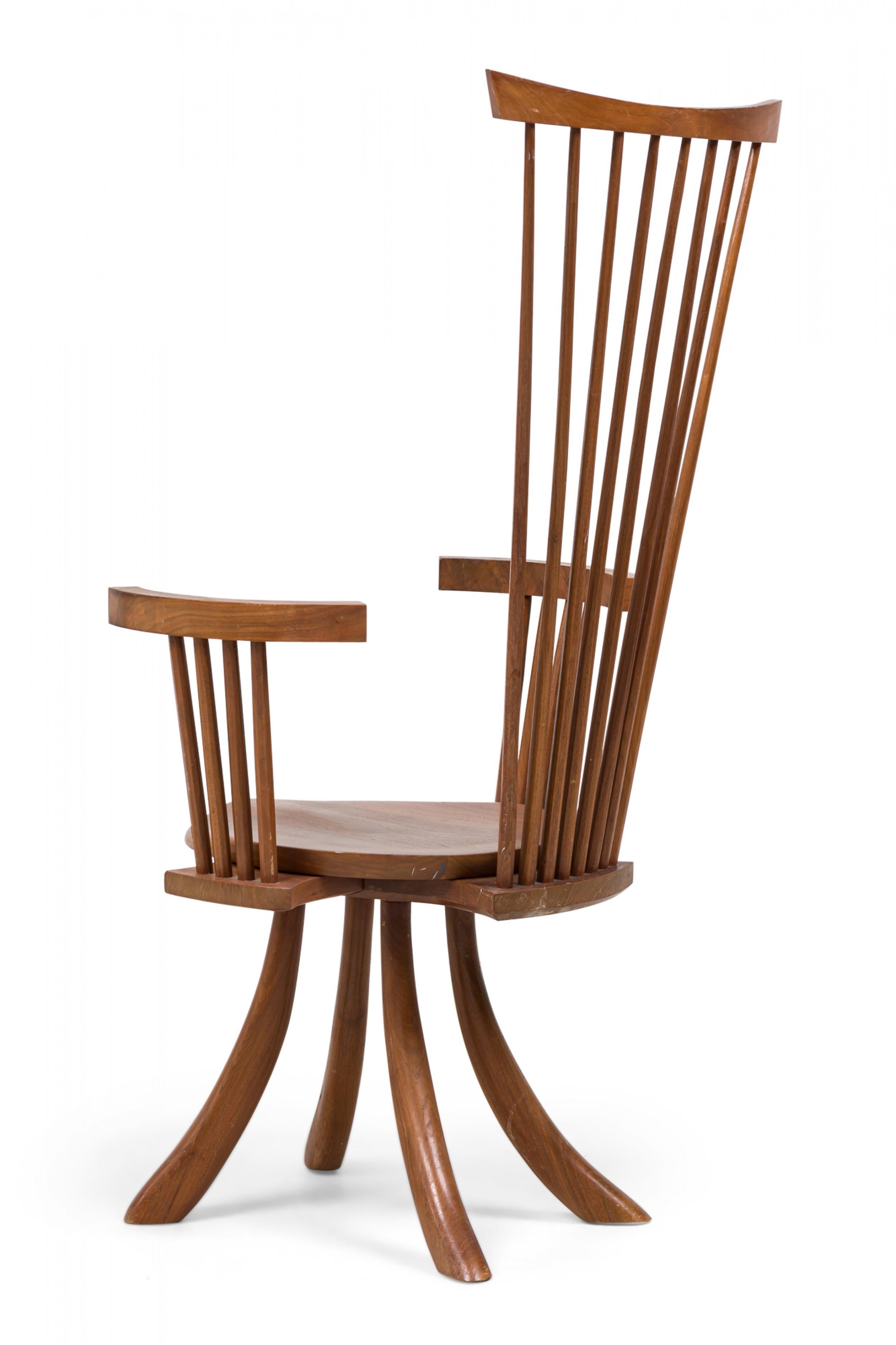 20th Century Set of 7 Jeffrey Greene American Modern Walnut High Back Dining Chairs For Sale