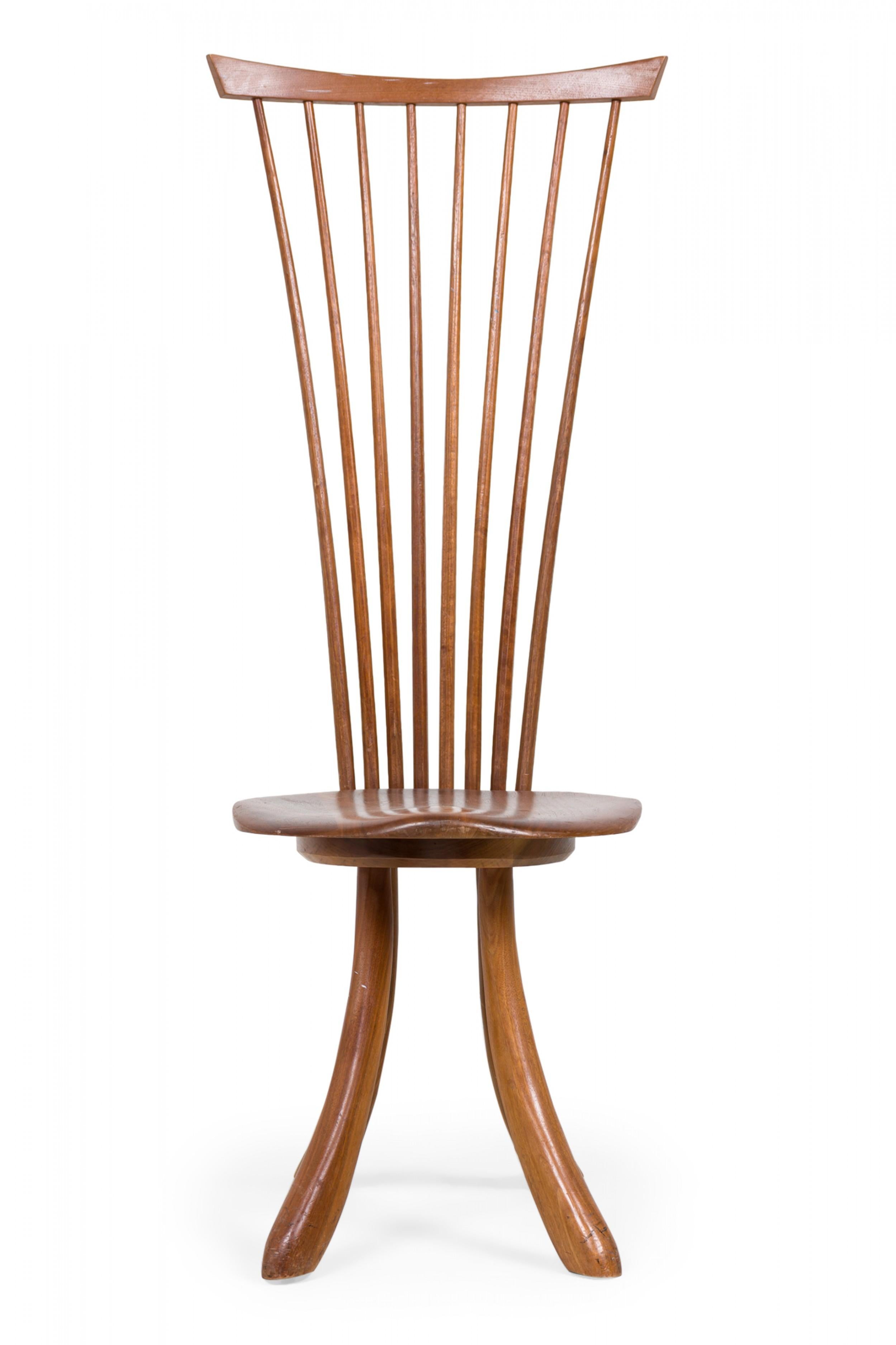 Set of 7 Jeffrey Greene American Modern Walnut High Back Dining Chairs For Sale 1