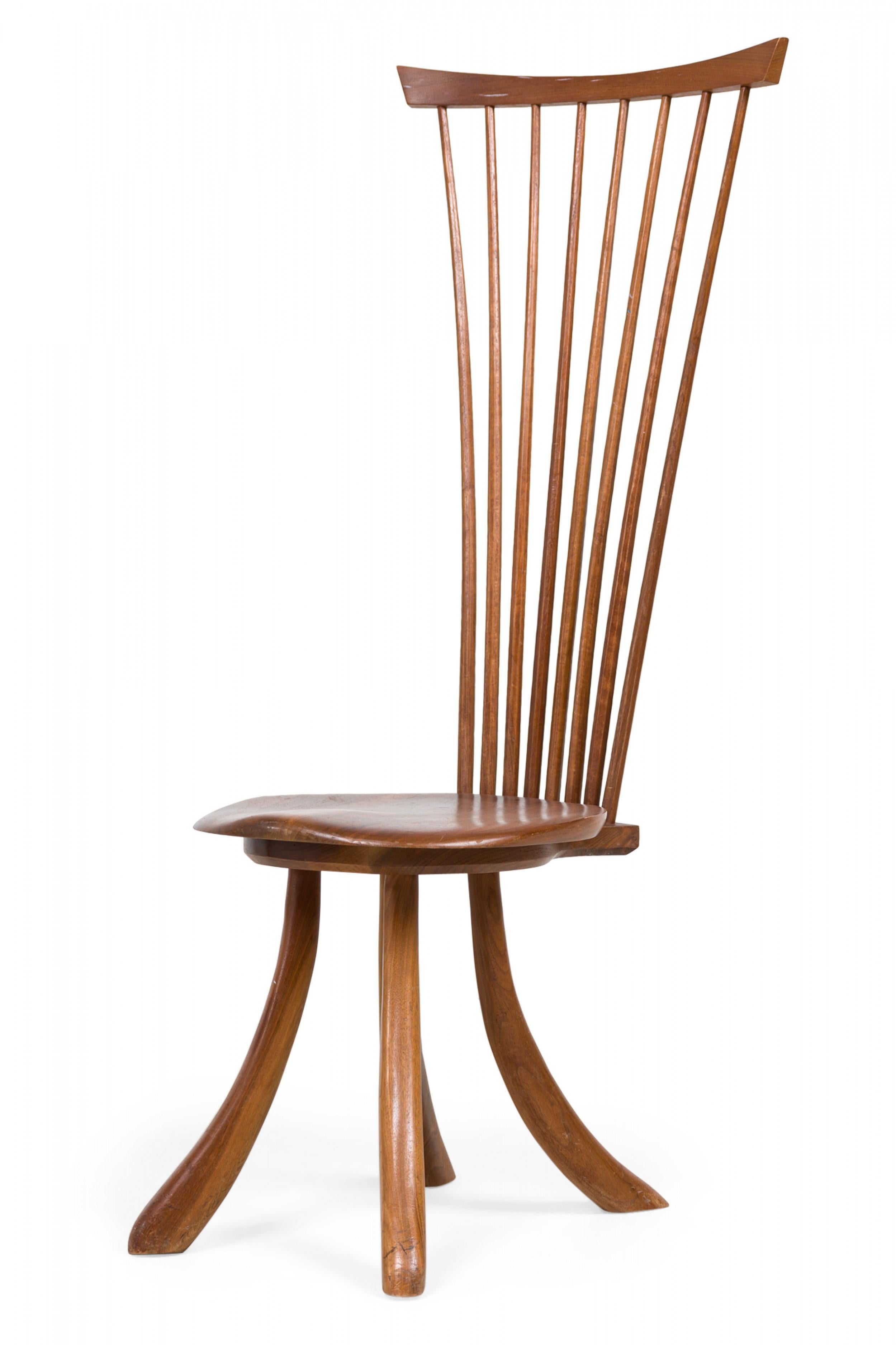 Set of 7 Jeffrey Greene American Modern Walnut High Back Dining Chairs For Sale 2
