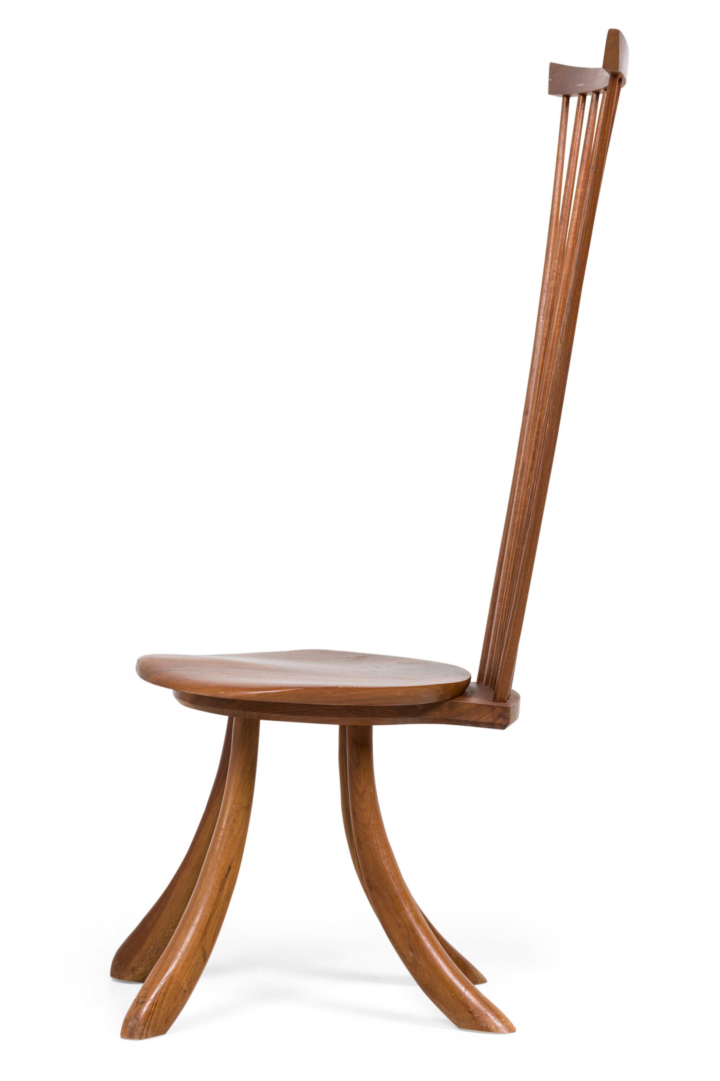 Set of 7 Jeffrey Greene American Modern Walnut High Back Dining Chairs For Sale 3