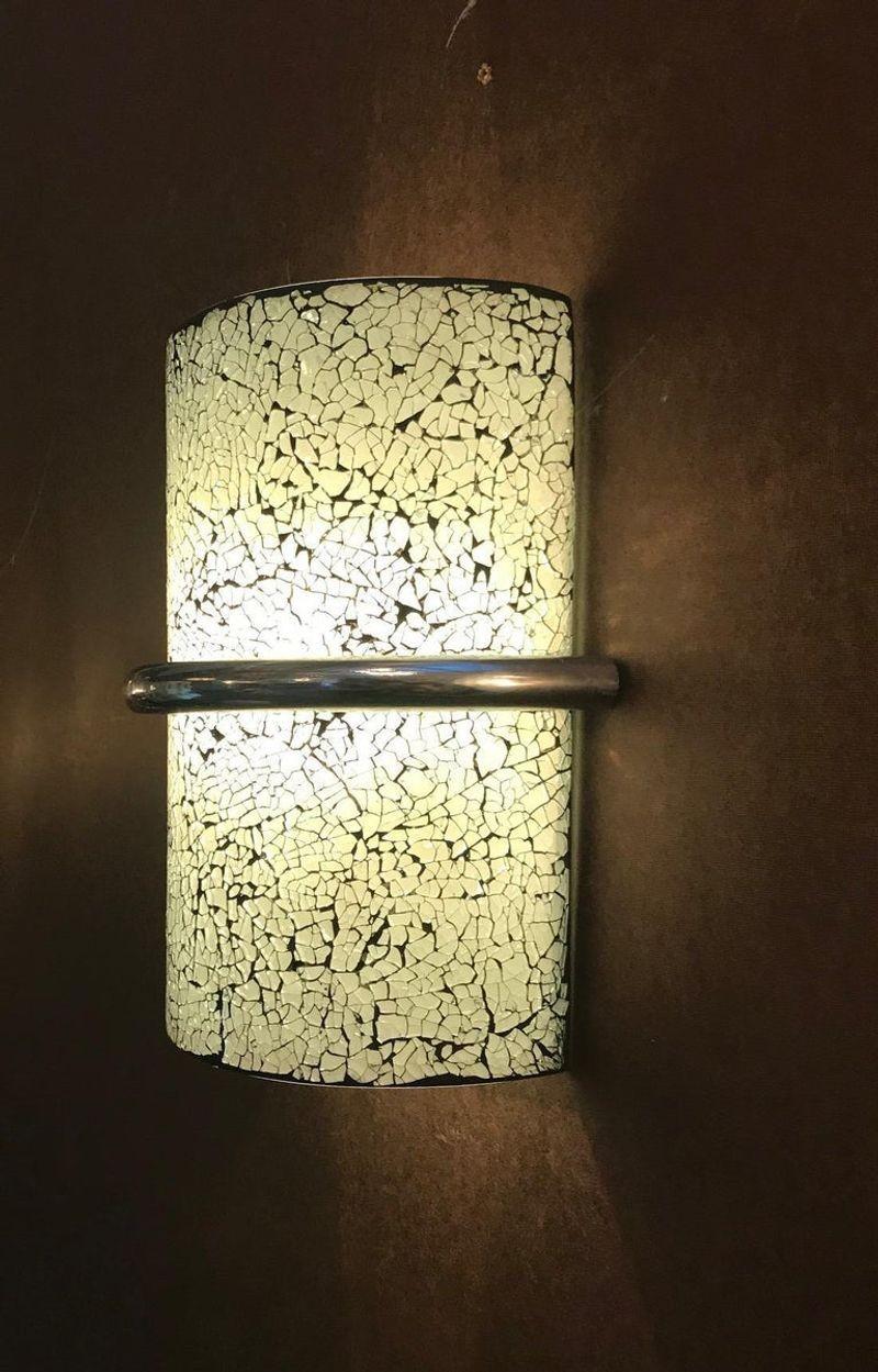 Glass Set of 7 Limited edition stylish Sconces with crackled white glasses on chrome For Sale