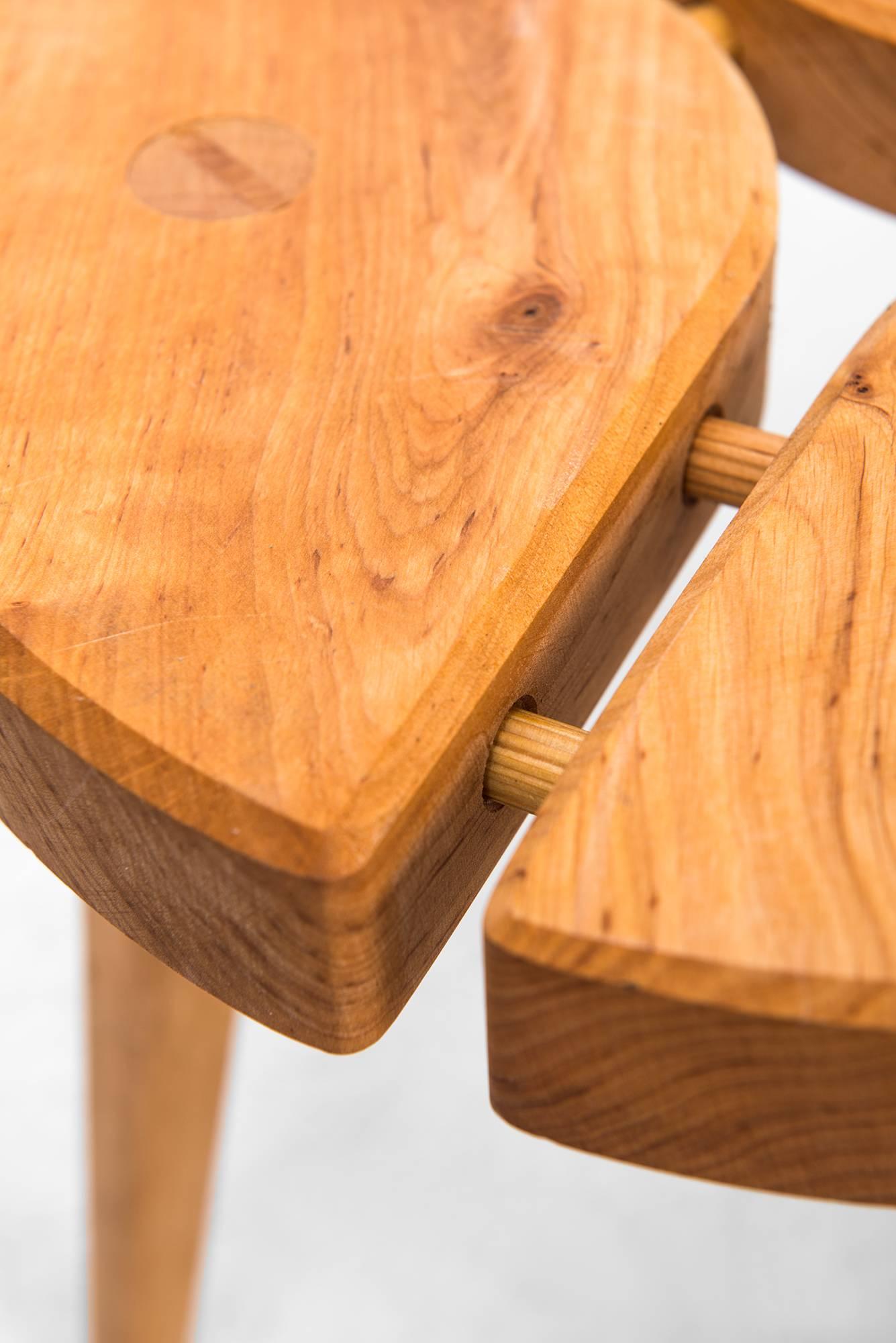 Swedish Set of Seven Low Stools with Beautiful Details, Probably Produced in Sweden