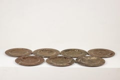 Set aus 7 Marmorplatten mit Fossilien Einschlüssen. 20. Jahrhundert.