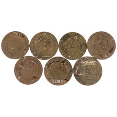Set aus 7 Marmorplatten mit Fossilien Einschlüssen. 20. Jahrhundert.
