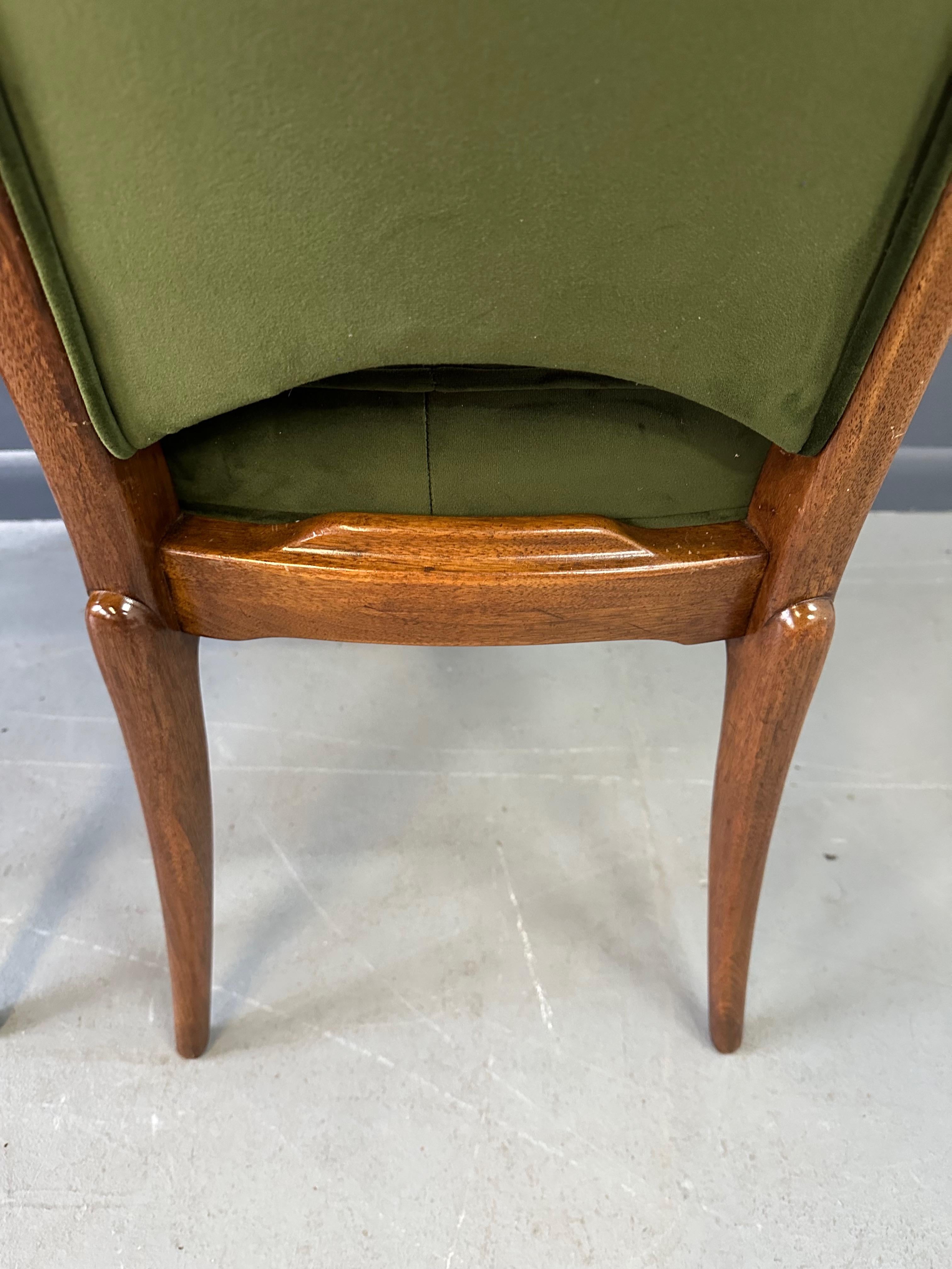 Set of 7 Mastercraft Attributed Burl and Velvet Dining Chairs Hollywood Regency 5