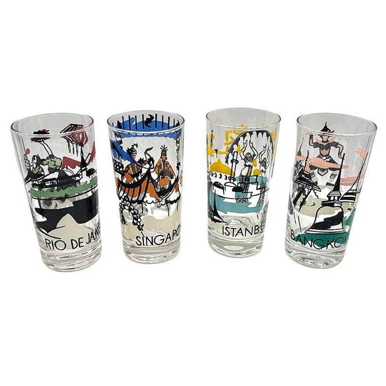 American Set of 7 MCM Barware Highball 