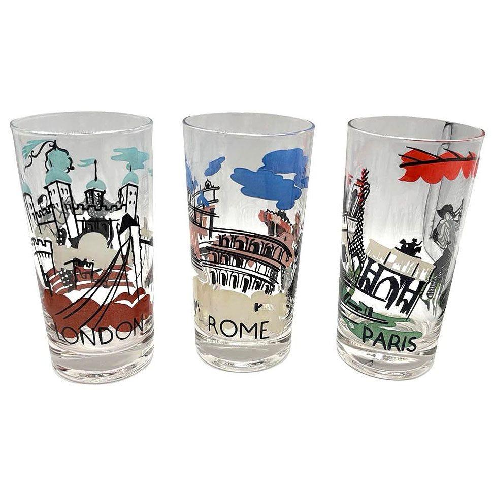 Mid-20th Century Set of 7 MCM Barware Highball 