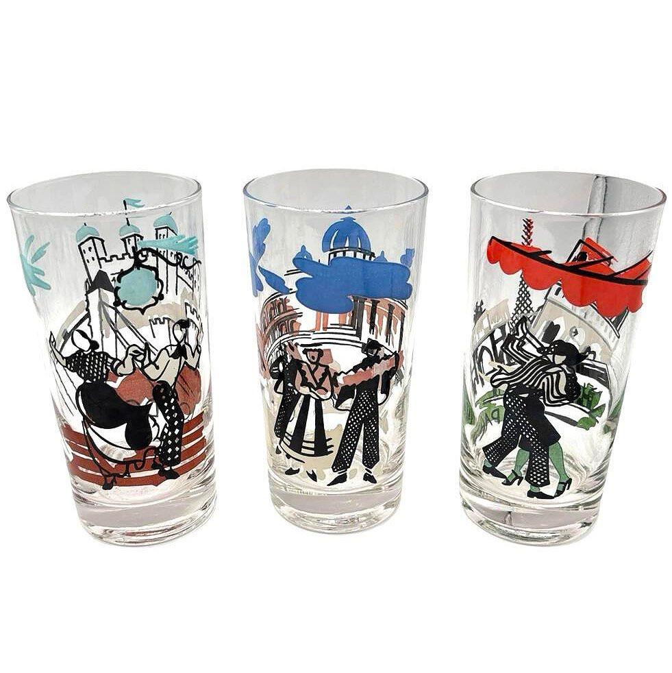Set of 7 MCM Barware Highball 