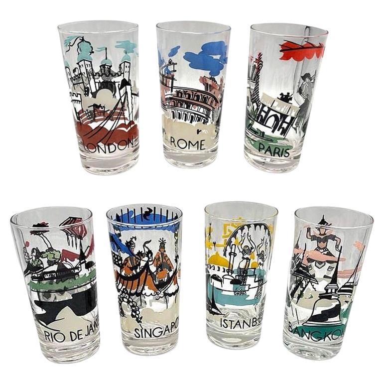 Set di 7 bicchieri Highball "Cities Of The World" di MCM Barware