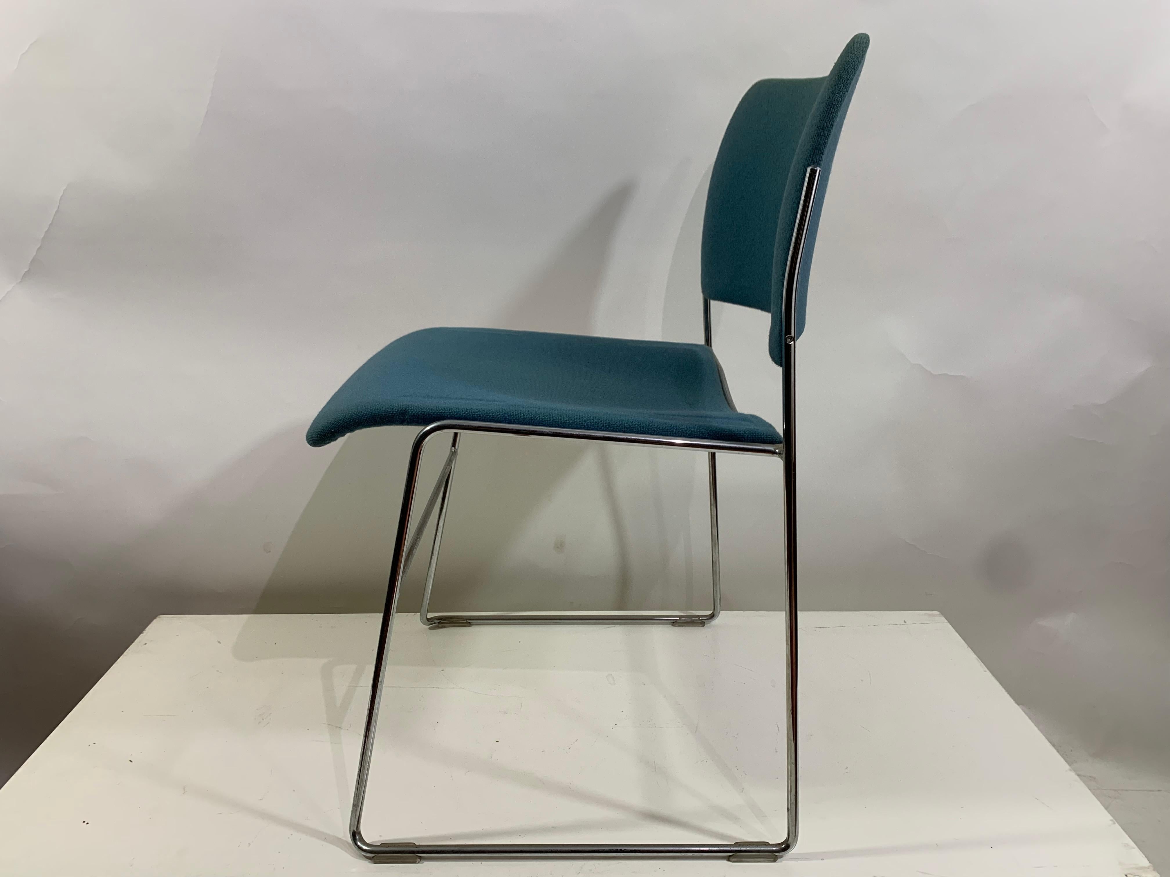 Danish Set of 7-Mid -20th Century4/40 Stackable Dining Chairs by David Rowland for Howe For Sale
